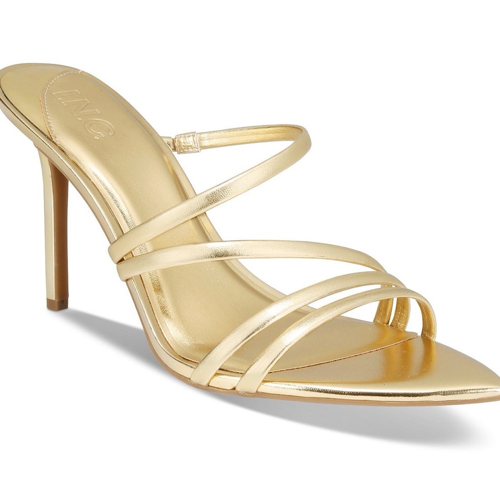 INC International Concepts Gold Strappy Larmina Heels